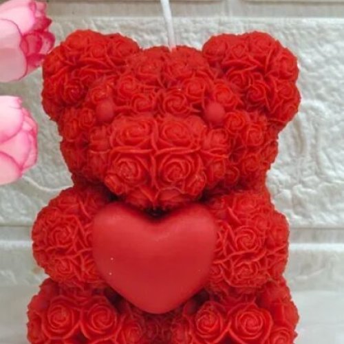 Rose Teddy Bear Candle