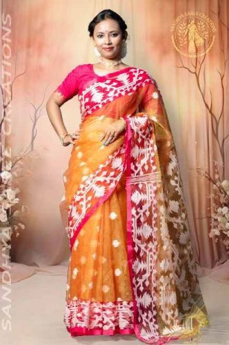 Authentic Handloom Pure Silk Muslin Festive Saree
