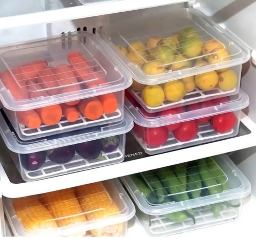 6 Pieces Plastic Square Fridge Storage Container