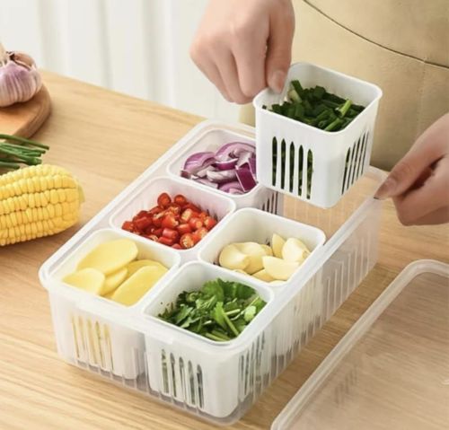 Plastic 6 Grid Fridge Storage Container