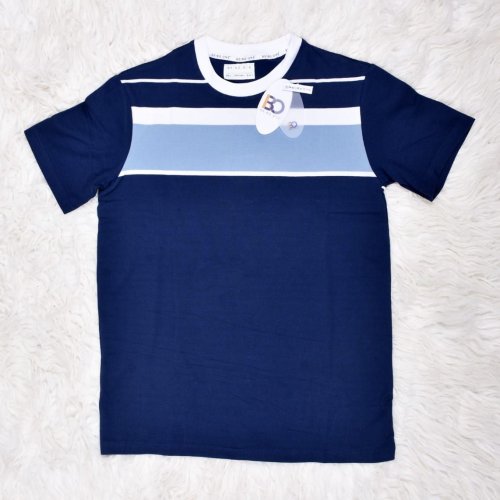 Mens Blue Round Neck Cotton T-Shirt