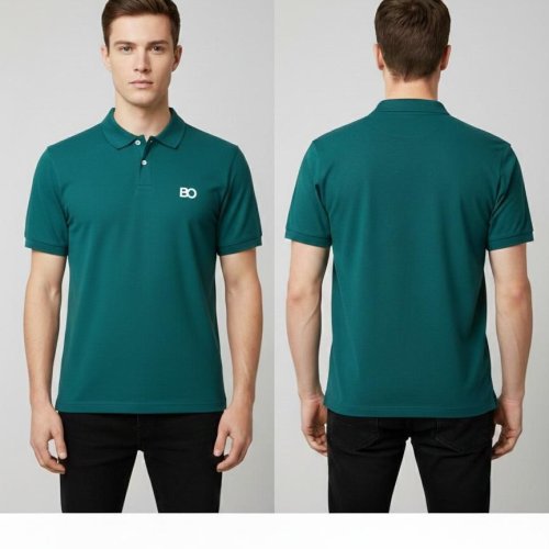 Mens Teal Green Cotton Polo T-Shirt