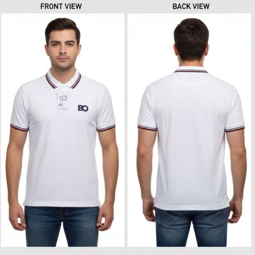 Mens White Cotton Polo T-Shirt