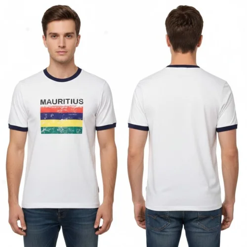 Mens White Round Neck Printed Cotton T-Shirt