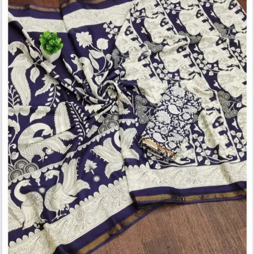 Blue Authentic Mangalagiri Cotton Printed Saree Blue Authentic Mangalagiri Cotton Printed Saree
