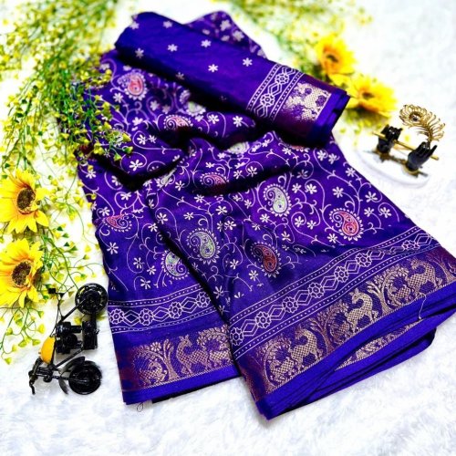 Blue Handcrafted Kalamkari Cotton Saree