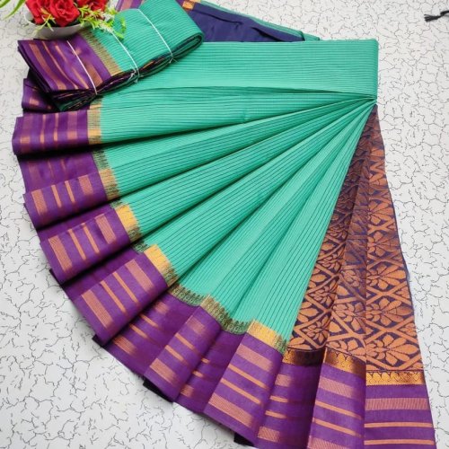 Elegant Kanjivaram Style Silk Cotton Sarees