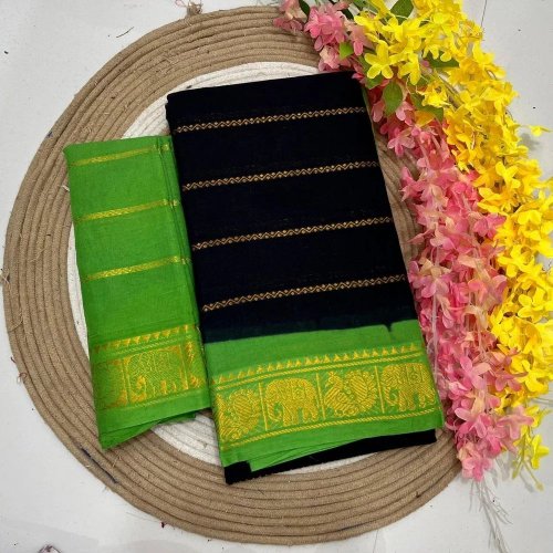 Green Handloom Velthari Sungudi Cotton Saree