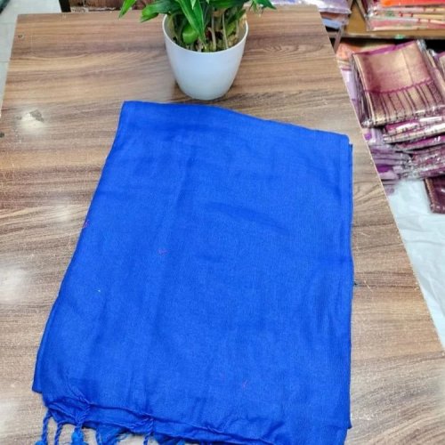 Plain Blue Khadi Cotton Saree