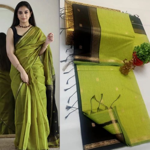 Premium Maheshwari Silk Cotton Sarees with Contrast Pallu