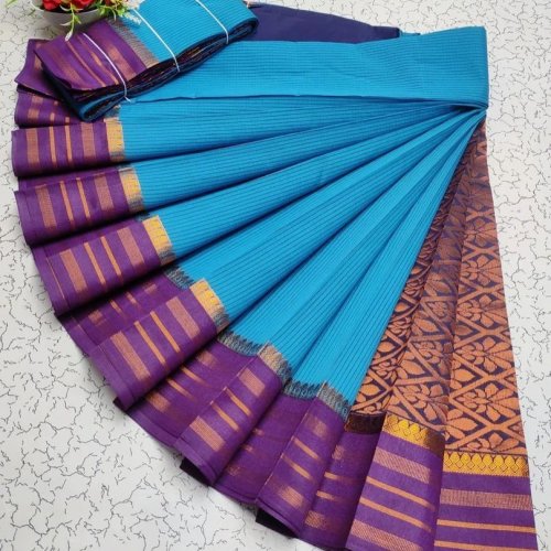 Purple Border Rich Look Kanjivaram Style Silk Cotton Saree