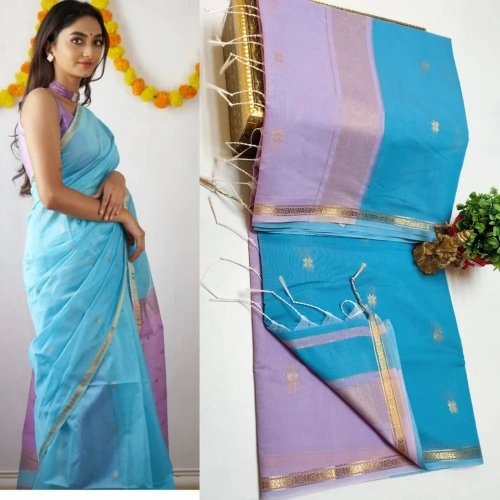 Traditional Maheshwari Silk Cotton Sarees with Zari Border