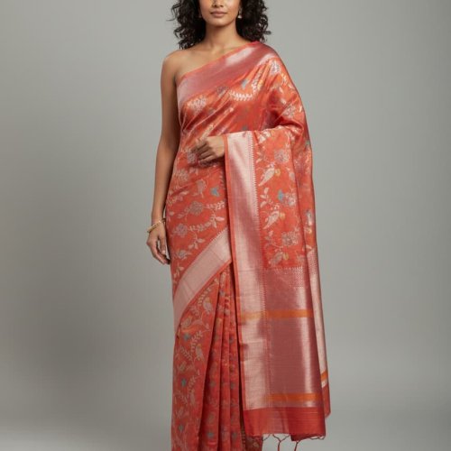Handwoven Pattu Silk Minakari Jaal Party Wear Sare
