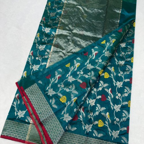 Premium Bridal Pattu Silk Minakari Jaal Handcrafted Saree