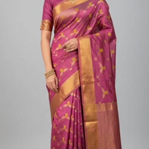 Pure Pattu Silk Minakari Jaal Hand Border Festive Saree