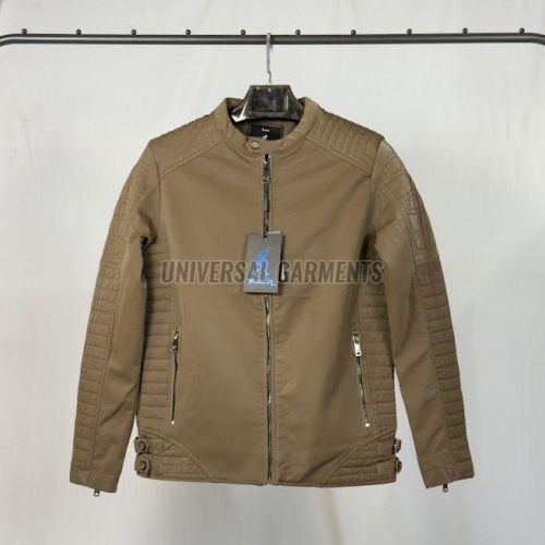 Comfortable Mens Beige PU Leather Jacket