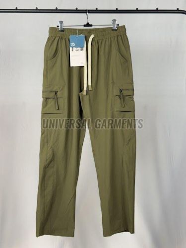 Mens Olive Green Nylon Sports Joggers