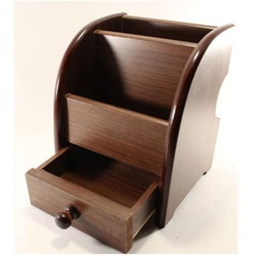 Brawn Wooden Pen Holder With Drawer