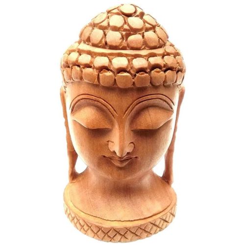 Wooden Buddha Head Face Statue