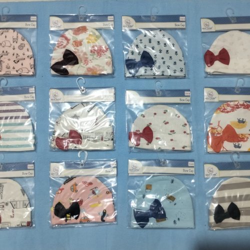 Navy Zone Newborn Baby Printed Bow Cap