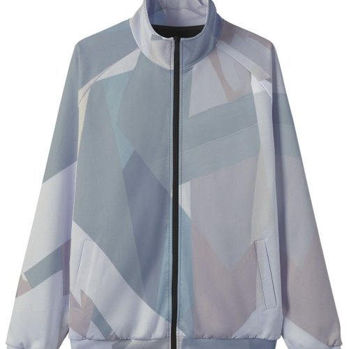 Mens Lavender Geometric Fragment Stand Collar Jacket