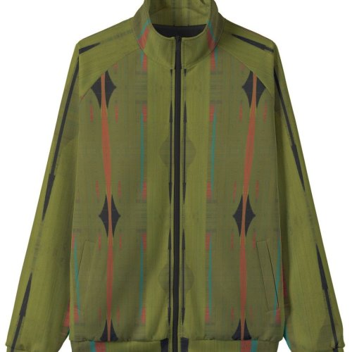 Mens Olive Green Outerwear Stand Collar Jacket