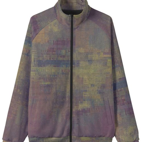Mens Purple Texture Stand Collar Jacket