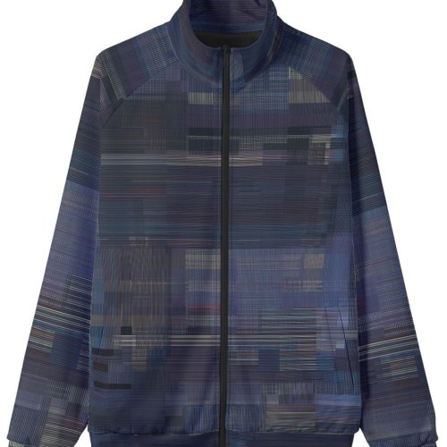 Mens Violet Urban Architectural Stand Collar Jacket