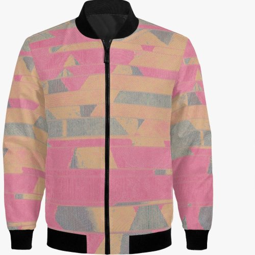 Womens Blush Strata Abstract Bomber Jacket