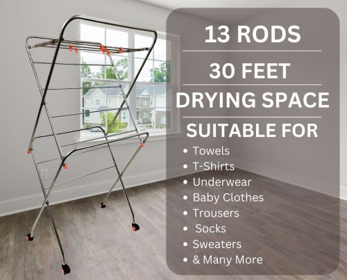 13 Rod Stainless Steel Foldable Cloth Drying Stand