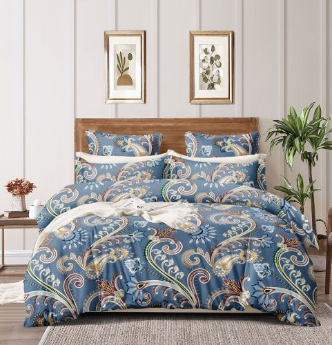 Double Bed Cotton Paisley Printed Bedsheet Set