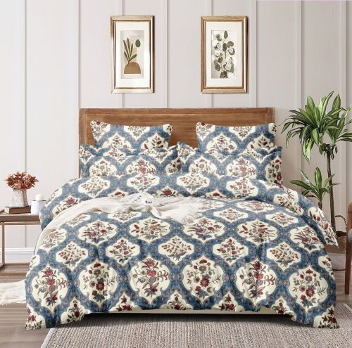 Ethnic Floral Print Double Bed Cotton Bedsheet Set