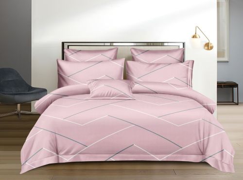 Minimal Geometric Pink Double Bed Cotton Bedsheet Set