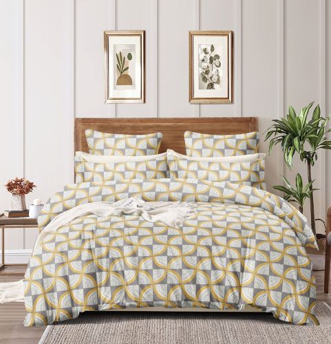 Modern Abstract Geometric Double Bed Cotton Bedsheet Set
