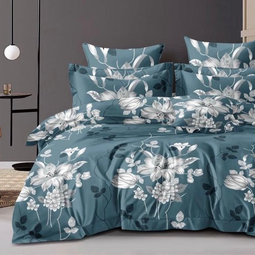 Premium Dark Floral Double Bed Cotton Bedsheet Set