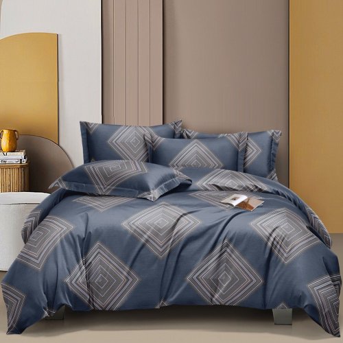 Premium Diamond Geometric Double Bed Cotton Bedsheet Set