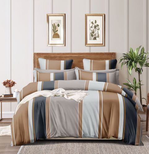 Stripe Double Bed Cotton Bedsheet Set