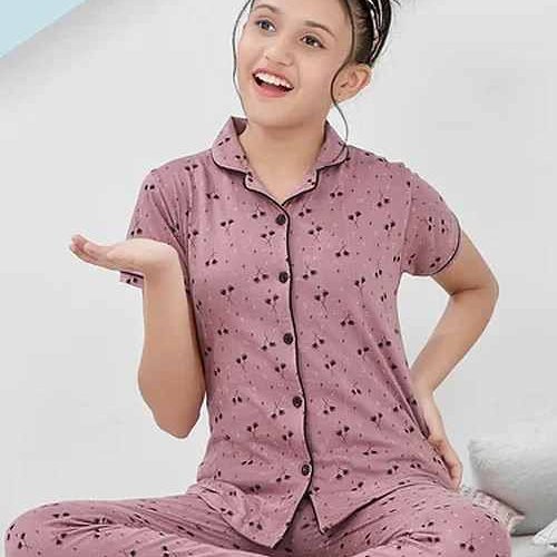 Girls Printed Cotton Sleepwear Set