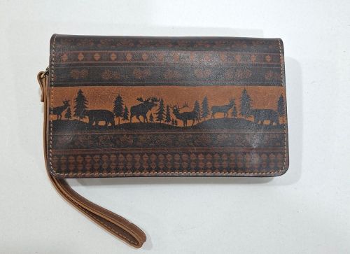 Ladies Brown Designer Leather Clutch Purse