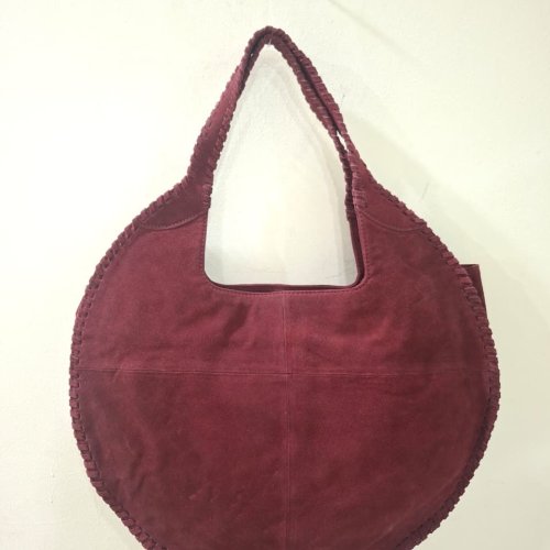 Ladies Maroon Leather Round Tote Bag