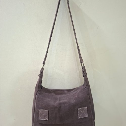 Ladies Purple Leather Messenger Bag