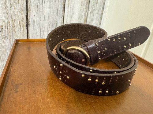 Mens Studded Brown Leather Belt