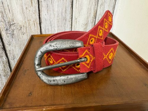 Stylish Mens Red Leather Belt