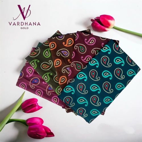 Ladies Rajwadi Gold Paisley Printed Cotton Nighty Fabric