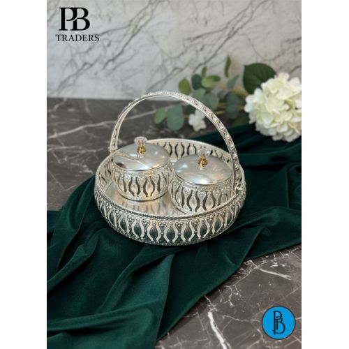 Exquisite Metal German Silver Dry Fruit Gifting Set