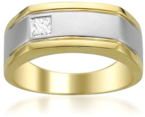 14K Dual Tone Yellow Gold Square Diamond Ring