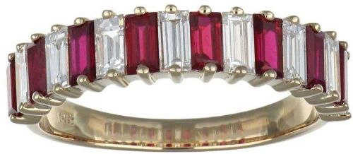 14K Gold Baguette Ruby Studded Ring