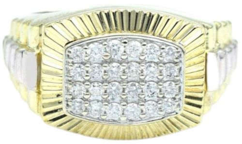 14K Gold Diamond Rolex Style Ring for Men