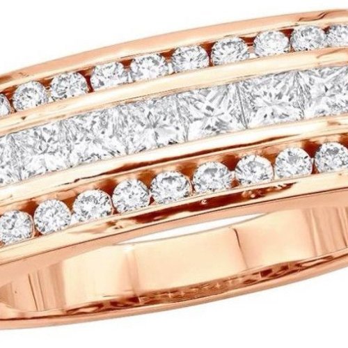 14K Rose Gold Diamond Square Ring