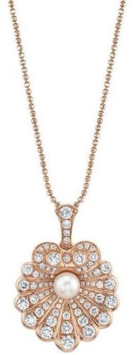 18K Rose Gold Diamond Pearl Pendant